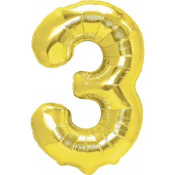 Balónek Fóliový balónek PartyPal číslice 3 zlatý 40 cm