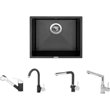 Kuchyňský dřez Set Sinks FRAME 457 + baterie Barva: Černá metalická, Baterie: ENIGMA S GR, Označení: Metalblack