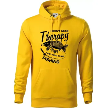 Pánská mikina I dont need therapy - fishing - Mikina pánská Cape s kapucí - XL ( Žlutá )