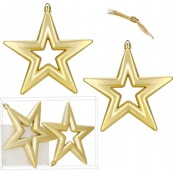 Vánoční dekorace Zdobená Vánoční Koule , Tvarované Vánoční Baňky , Sady hvězd 14,5 cm 2 ks