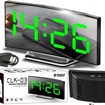 Hodiny Budík Renew Force černý 17 cm