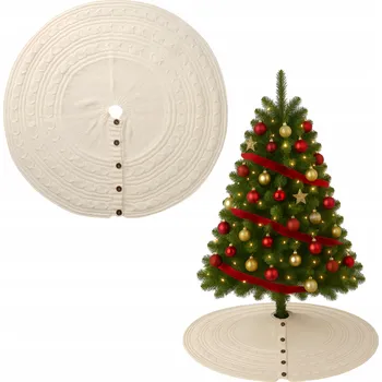 Vánoční dekorace VÁNOČNÍ KOBEREC POD STROMEČEK BÍLÝ VELKÝ NA DÁRKY KULATÝ MĚKKÝ