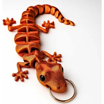 3D menší ještěrka přívěsek na klíče | Svíčkománie3D | Barva: Červeno-zlatá lesklá