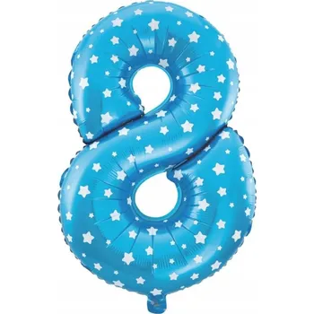 Balónek Fóliový balónek číslice 8 modrý s hvězdičkami 40 cm