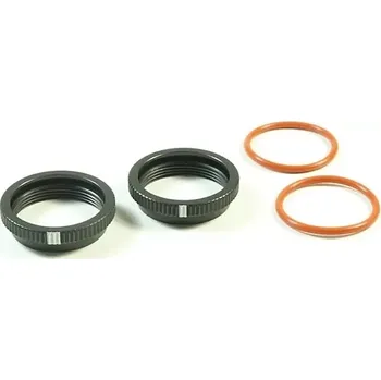 RC náhradní díl SWORKz S350 BBS hliníková nastavitelná matka pro olejové tlumiče, černá, 2 ks.