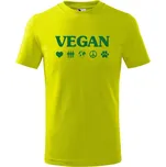 Dětské tričko s potiskem Vegan symboly Velikost: 110 /4 roky, Barva trička: Limetková