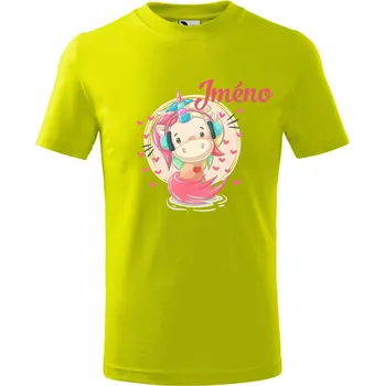 Chlapecké tričko Dětské tričko Jednorožec se sluchátky Velikost: 158/12 let, Barva trička: Limetková
