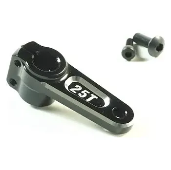 RC náhradní díl SWORKz Uni-Design 2-pojistná hlíníková černá servo jendoramená páka, 25 zubů, 1 ks.