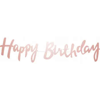 Girlanda Happy Birthday růžové zlato 150 cm