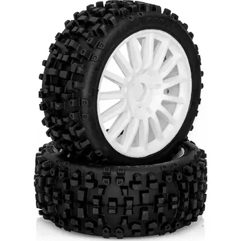 RC náhradní díl HOBBYTECH MAXI CROSS nalepené gumy, bílé disky, 2ks.