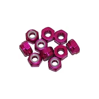 RC náhradní díl Ultimate Racing M4.alu samojistné matičky růžové (10 ks.)