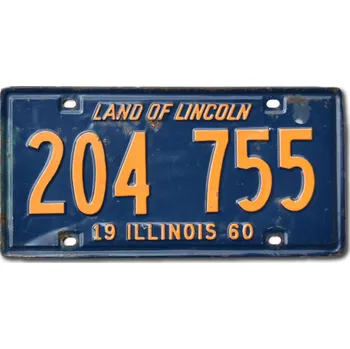 Plechová cedule Americká SPZ Illinois 1960 Land of Lincoln 204 755
