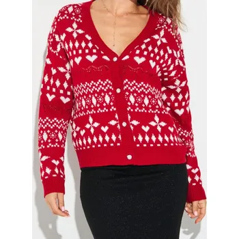 Dámský svetr Sinsay - Vánoční kardigan se srdíčky a zimním vzorem - vícebarevná - 346FJ-MLC - 346FJ-MLC-XXS