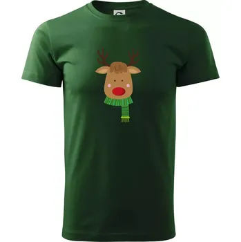 Pánské tričko Jelen se šálou - Triko extra velké (5-8XL) - 6XL ( Lahvově zelená )