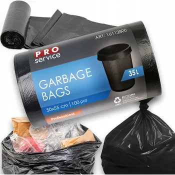 Pytle na odpadky PRO Service Pytle na odpadky pevné černé univerzální LDPE 35L 100 Kusů