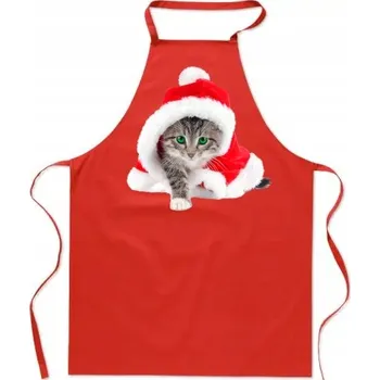 Kuchyňská zástěra Kuchyňská zástěra Vánoční sváteční Kočka Santa