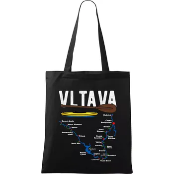 Mapa řeky Vltavy - Taška bavlněná - 42 x 38 cm ( Černá )