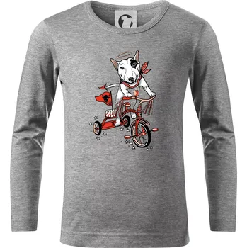 Chlapecké tričko Bull terier anděl (Pecka design) - Triko dětské Long Sleeve - 146 cm/10 let ( Tmavě šedý melír )