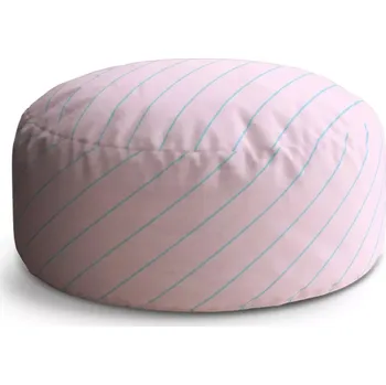 Taburet Sablio Taburet Circle Modré pruhy na růžové: 38x48 cm