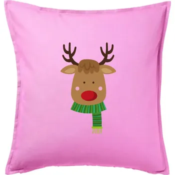 Polštář Jelen se šálou - Polštář 50x50 - 50x50 - Pouze potah ( Růžová )