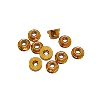 RC náhradní díl Ultimate Racing M3. alu samojistné matičky s osazením zlaté (10 ks.)
