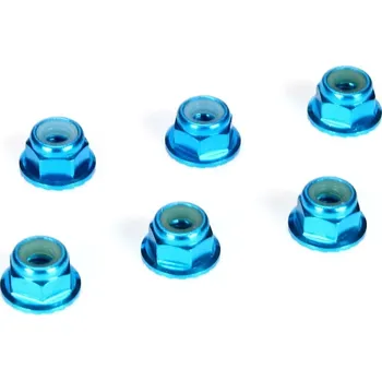 RC náhradní díl Team Losi Racing TLR samojistná matice M4 s přír. hliník modrý (6)