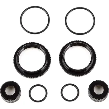 RC náhradní díl Associated 13mm hliníkové kroužky a čepičky včetně těsnění pro olejové tlumiče, černé