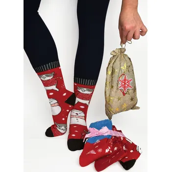 Dámské ponožky Dárkové balení vánočních ponožek – 3 páry v mixu vzorů, VELIKOST 35 - 38