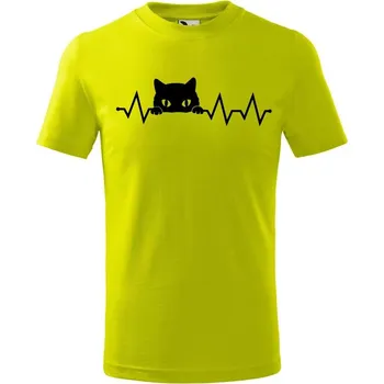 DOBRÝ TRIKO Dětské tričko Tep kočka Velikost: 146/10 let, Barva: Limetková