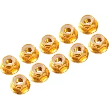 RC náhradní díl Ultimate Racing M4.alu samojistné matičky s osazením zlaté (10 ks.)