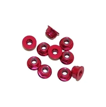 RC náhradní díl Ultimate Racing M3. alu samojistné matičky s osazením červené (10 ks.)