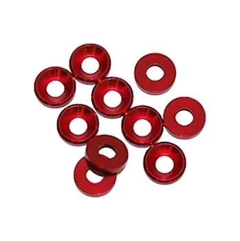 RC náhradní díl Ultimate Racing 4 mm.alu podložky červené (10 ks.)