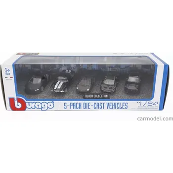 Bburago Audi R8 - Chevrolet Camaro Z/28 - Lamborghini Aventador - Centenario - Ford Usa Mustang 1:64 Black