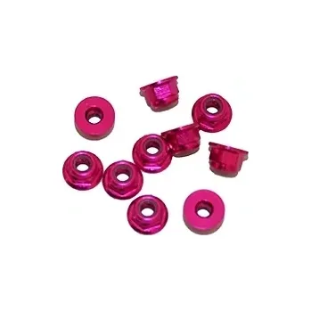 RC náhradní díl Ultimate Racing M3. alu samojistné matičky s osazením růžové (10 ks.)