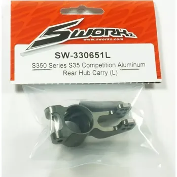 RC náhradní díl SWORKz Competition hliníkový zadní náboj kola, levý, 1 ks.