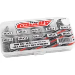 Team Corally Inbus stavěcí šrouby - sada/box - M3 - M4 - M5 ocelové černé, 370 ks.