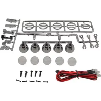 RC náhradní díl RC PARTS - ULTIMATE RACING Kulaté přídavné LED světla, stříbrné (5 ks.)