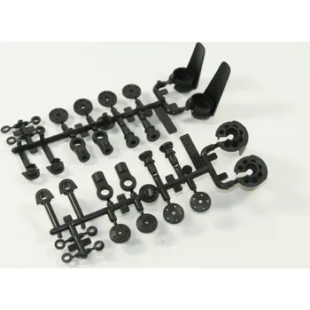 RC náhradní díl SWORKz S104 plastové držáky, díly a kloubky tlumiče, 1 sada