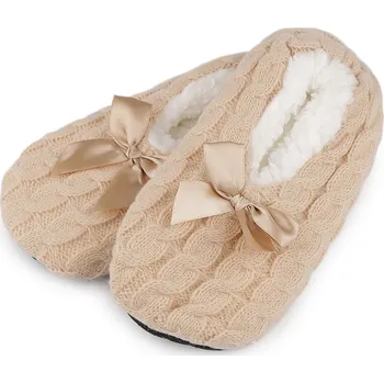 Dámské baleríny Dámské zimní balerínky s protiskluzem, barva 18 (vel. 35-38) béžová světlá