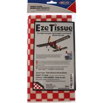 Deluxe Materials Eze Tissue potahovací papír 13.5g/m2 75x50cm kostkovaný červený (3ks)