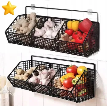 TŘÍKOŠOVÝ KOVOVÝ ZÁVĚSNÝ ORGANIZÉR DO KUCHYNĚ NA ZELENINU OVOCE KOŘENÍ