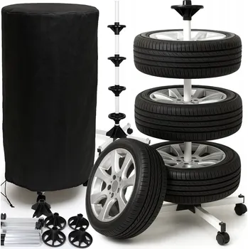 Uskladnění pneumatiky STOJAN S KOLEČKY VĚŠÁK NA KOLA PNEUMATIKY DISKY DO GARÁŽE OBAL