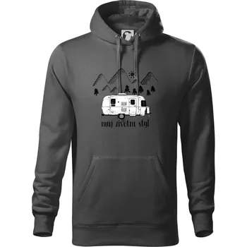 Pánská mikina Můj životní styl - Mikina pánská Cape s kapucí - 5XL ( Ocelově šedá )