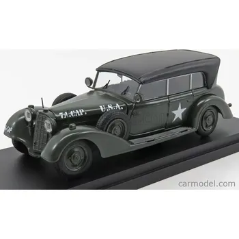 autíčko Rio-models Mercedes benz 770w Cabriolet Closed U.s.a. Army 1945 1:43 Vojenská Zelená Černá