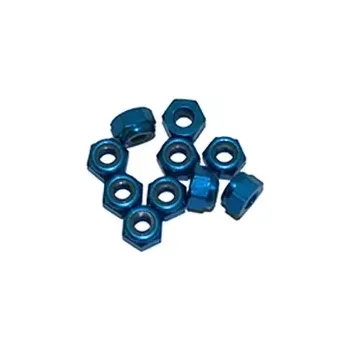 RC náhradní díl Ultimate Racing M4.alu samojistné matičky modré (10 ks.)