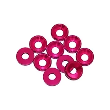 RC náhradní díl Ultimate Racing 3 mm. alu konické podložky růžové (10 ks.)