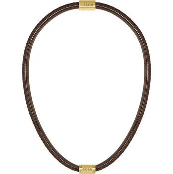 Šperk Hugo Boss Originální kožený náhrdelník 1580421 + 2 měsíce na vrácení zboží
