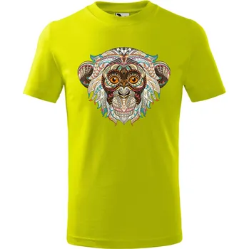 Dětské tričko s potiskem Hlava opice Velikost: 146/10 let, Barva trička: Limetková
