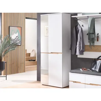 Šatní skříň Předsíňová šatní skříň se zrcadlem Memphis, 65 cm, bílá/dub artisan