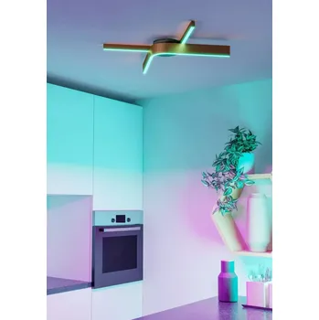 Eglo ZIGBEE 901863 FOLCINO-Z - Stropní LED RGB svítidlo ovládané ovladačem, nebo z mobilní aplikace, LED 36W, 64 x 40cm (Přisazený moderní smart LED lustr v bronzové barvě, bez dálkového ovladače)
